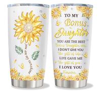 Fusui Bonus Daughter Gifts Cup, Gifts for Bonus Daughter, Bonus Daughter Gifts from Bonus Mom, Stepdaughter Gifts from Stepmom Stepdad, Best Bonus Daughter Birthday Gift Stainless Steel Tumbler 20oz