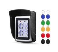 FUSYTULY Metal RFID Access Control Keypad Waterproof Standalone Access Controller System Kit, Password Door Opener, Rainproof Cover with 10PCS 125KHz Keyfobs