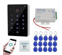 FUSYTULY Outdoor IP68 Waterproof Access Control System Tuya Wifi RFID Keypad + K80 3A Power Supply + Door Exit Button + 15pcs RFID Keyfobs tags, Without Electric Lock