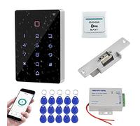 FUSYTULY Wifi Tuya Door Access Control System Kit Sets IP68 Waterproof RFID Keyboard + DC12V Power Supply Controller + NC Fail Safe Electric Strike Lock + 15pcs 125KHz Keyfobs