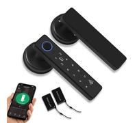 FUSYTULY WiFi Tuya Smart Door Lock Fingerprint Biometric Digital Electronic Locks 13.56MHz RFID IC Card Keyless APP Password Remote Unlocking, 5-in-1 Door Lock Handle