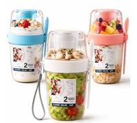 Fuszovix 3 Pcs Yogurt Pot, Reusable Portable Overnight Oats Container Jar | Yoghurt Pots Granola and Yoghurt Pot, Breakfast Pots Cereal and Milk Container School Office Reusable