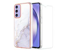 Futanwei Compatible for Pinwheel Plus 4 Phone Case with Screen Protector [Marble Pattern Design] [Scratch-Resistant] [Military Grade Protection] Shockproof Drop Proof Protective Phone Case, White