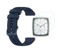 Futanwei for Amazfit Active 2 Square 1.75" Smartwatch Accessories - Quick Release Watch Band with [3 Pack] Screen Protector (Not Tempered Glass), Replacement Bands Watch Strap [Silicone Material]