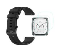 Futanwei for Amazfit Active 2 Square 1.75" Smartwatch Accessories - Quick Release Watch Band with [3 Pack] Screen Protector (Not Tempered Glass), Replacement Bands Watch Strap [Silicone Material]