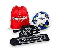 Futboleros Soccer Training Set for Kids & Youth - Size 5 Blue Soccer Ball with Perfect Kicker Trainer & Carry Bag - Solo Practice Kit for Dribbling, Passing, Ball Control & Skill Development