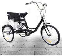 Futchoy 20 Inch Tricycle for Adults with Childseat 1 Speed - Adult Trike Bike 3 Wheel Bicycle Cruise Trike 3 Wheel Cargo with Basket,Black Cycling Bike for Outdoor Sports Shopping…