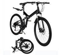 Futchoy Mountain Bike 26 inch Foldable MTB Full Suspension 21 Speed Disc Brake Bicycle for Adult Men Women Carbon Steel Frame