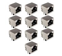 Futheda 10 Pcs RJ45 Jack Socket 8P8C PCB Mount Network Connectors Ethernet Couplers 180 Degree
