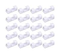 Futheda 20Pcs Strong Self-Adhesive Small Cable Clips Cable Drop Wire Holder, Durable Mount-Round Plastic Cord Management Organiser Clamps for Desk Wall Home Office (White)