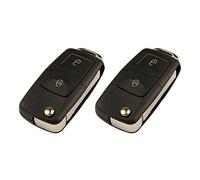 Futheda 2Pcs 2 Buttons Flip Folding Keyless Entry Remote Car Key Fob Case Shell Replacement Compatible with Golf MK4 Bora Polo Seat Leon Toledo Octavia with Blade