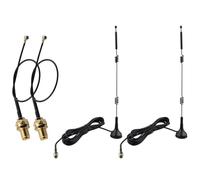 Futheda 2pcs Dual Band WiFi Antenna with 3m Cable 2.4GHz 5GHz 5.8GHz 12dBi SMA Male Aerial on Magnetic Base + 15cm UFL MHF1 to SMA Female Pigtail Cable for Wireless Video Surveillance Recorder
