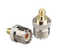 Futheda 2PCS SMA Female to UHF PL-259 Female SMA to PL259 Adapter Nickel Plated SO239 Plug to SMA Female Jack Coax Adapter Compatible with Ham Radio Walkie Talkie amateurs Two Way Broadcast Radio