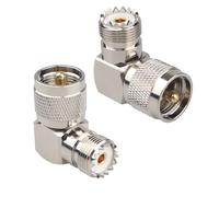 Futheda 2PCS UHF PL259 Male to UHF SO239 Female Right Angle 90 Degree Connector RF Coaxial Coax Cable Adapter Compatible with CB Radio Marine VHF Video FPV Antenna Walkie-talkie Broadcast