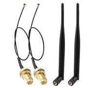 Futheda 2Set 2.4GHz 5GHz 5.8GHz 6dBi Dual Band WiFi Antenna MIMO RP-SMA Male Aerial＋15cm IPX U.FL MHF4 to RP-SMA Female Pigtail Cable for M.2 NGFF Intel Wireless Network Card WiFi Adapter Laptop