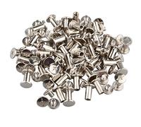 Futheda 50PCS 5x10mm Chicago Binding Screw Post Nickel Plating Nail Rivet Flat Fasteners Leather Repair Screws for Book Scrapbook Photo Album Leather Belt Silver Tone