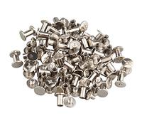 Futheda 50PCS 5x8mm Chicago Binding Screw Post Nickel Plating Nail Rivet Flat Fasteners Leather Repair Screws for Book Scrapbook Photo Album Leather Belt Silver Tone