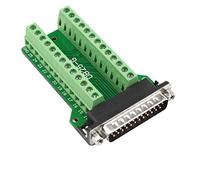 Futheda D-sub DB25-G2 Male Port Breakout Board Connector 25-pin 2-row Male Port Solderless PCB Board Terminal Block Adapter with Thumb Screws