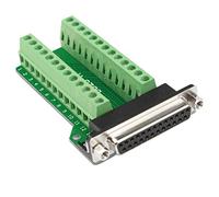 Futheda D-sub DB25-M2 Female Port Breakout Board Connector 25 Pin 2-row Solderless PCB Board Terminal Block Adapter with Thumb Screws