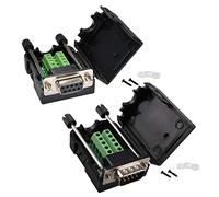 Futheda DB9 RS232 D-SUB Female and Male Adapter 9-pin 2-row Serial Port Breakout Board to Terminal Connector Signal Module Solder-Free (Male Adapter with Case x1, Female Adapter with Case x1)