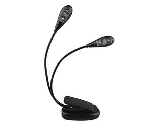 Futheda Protable Dual Head Music Stand Light with 2 Flexible Gooseneck Arms 4 LEDs Clip on,Eye care, Flexible Clip Come with USB Cable, Best Suited for Music Stands, Grilling, Desk,Travel, Camping
