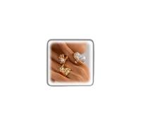 FUTIMELY 3Pcs Baroque Large Faux Pearl Stackable Knuckle Rings Set for Women,Gold Chunky Abstract Irregular Statement Rings Bold Chic Jewelry Gifts, Alloy Steel, No Gemstone