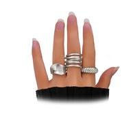 FUTIMELY 3Pcs Gold Chunky Rings,Stacking Layered Thick Knuckle Statement Rings Set for Women Men,Simple Geometric Thick Croissant Multiple Lines Finger Ring, L, Alloy Steel, No Gemstone