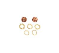 FUTIMELY 5Pcs Gold Ball Beaded Stretch Ring for Women,Chunky Layered Stack Knuckle Rings Pack,Handmade Beads Chain Rings Set Aesthetic Jewelry Accessories, Alloy Steel, No Gemstone