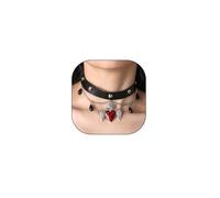 FUTIMELY Black Waterdrop Chain Heart Pendant Necklace for Women,Chunky Dark Goth Y2k Leather Adjustable Choker Necklace,Trendy Halloween Party Jewelry Gifts, Zinc, Zircon