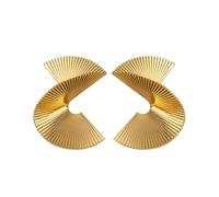 FUTIMELY Boho Gold Geometric Drop Dangle Earrings for Women Ginkgo Leaf Flower Sectored Twisted Elegant Exaggerated Statement Earrings Metal Unique Chic 3D Jewelry, Zinc, No Gemstone
