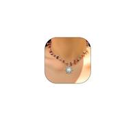 FUTIMELY Boho Hippie Irregular Stone Sun Pendant Necklace,Red Stone Beaded Chain Choker Necklace for Women,Silver Stone Crystal Collar Necklace Jewelry Gift, S, Metal, No Gemstone