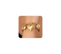 FUTIMELY Chunky Gold Heart Charm Bracelets for Women,Exaggerated Large Puffy Heart Chain Link Bracelet,Punk Y2k Love Jewelry for Valentine'S Day, L, Alloy, no gemstone