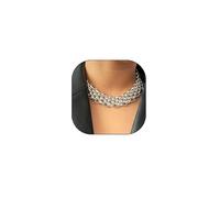 FUTIMELY Chunky Gold Statement Choker Necklace for Women Trendy Silver Link Chain Collarbone Necklace Punk Heavy Metal Necklace Concert Outfits Gift, L, Zinc, No Gemstone