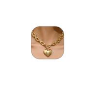 FUTIMELY Gold Chunky Big Heart Statement Necklace for Women,Y2K Adjustable Thick Chain Large Love Choker,Exaggerated Heart Pendant Charm Necklace, L, Alloy Steel, No Gemstone
