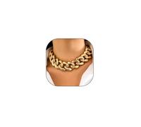 FUTIMELY Golden Chunky Plastics Cuban Chain Choker Necklace for Women,Y2k Punk Adjustable Link Statement Necklace for Shirt,Geometric Exaggerated Cool Neck Jewelry, L, Alloy Steel, No Gemstone