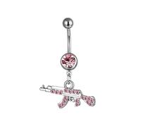 FUTIMELY Personalized Rifle Gun Belly Button Ring AK47 Assault Rifle Pendant Belly Button Nail Human Body Piercing Jewelry for Women and Men, Stainless Steel,Steel