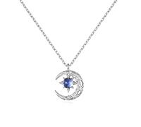FUTIMELY Sparkling Zircon Crystal Necklace for Women,Blue Starry Sky Galaxy Sun Moon Pendant Necklace,Simple Fashionable Star Necklace, ally, ally