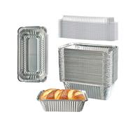FUTINA Disposable Aluminum Bread Pans with Lids, 50-Pack Mini Bread Tins (6.9" x 3.7") - Baking, Food Storage and Meal Prep Containers