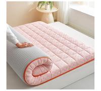 Futon Mattress, Padded Japanese Floor Mattress Extra Thick Folding Sleeping Pad Breathable Floor Lounger Guest Bed for Camping Couch,Pink,90X200cm