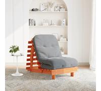 Futon sofa bed Brown Solid Pine 70x206x11 cm Foam Mattress GreyHalf Foldable