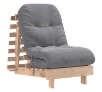 Futon Sofa Bed Made of Solid Pine Wood with 60 x 206 x 11 cm Mattress, Foldable, Space-Saving, with Adjustable Backrest, Suitable as Guest Bed, Living Room, Office, Yoga, Meditation