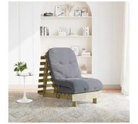 Futon sofa bed Natural pine 60x206x11cm Foldable with Grey 60x200x8cm Mattress.