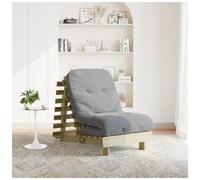 Futon sofa bed solid pine natural finish 70x206x11cm with grey 60x200x8cm guest