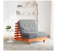Futon sofa bed solid pine wood Brown 80x206x11 cm foam mattress adjustable-