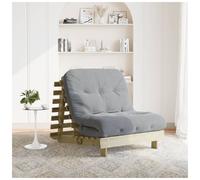 Futon sofa bed Solid Pine Wood Natural 80x206x11cm with Grey Foam Mattress Sofa