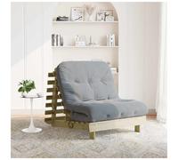 Futon sofa bed solid pine wood natural impregnated 90x206x11 cm grey adjustable