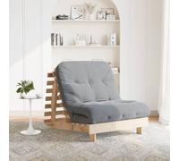 Futon Sofa Bed with Mattress 80x206x11 cm Solid Wood Pine