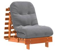 vidaXL Futon Sofa Bed with Mattress White 60x206x11 cm Solid Wood Pine