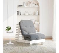 Futon Sofa Bed with Mattress, White, 70 x 206 x 11 cm, Solid Pine Wood, Foldable, Space-Saving for Living Room, Guest Room, Yoga, Meditation