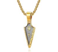 FUTPLOR Arrow Necklace Big Arrowhead Pendant for Men Stailess Steel Silver Black Gold Spear Pendant Eye of Horus Necklace Egyptian Charm Amulet Totem Pendant 24 Inches Box Chain, L, Stainless Steel